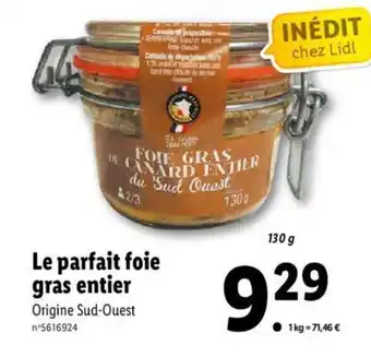 Lidl Le Parfait Foie Gras Entier offre