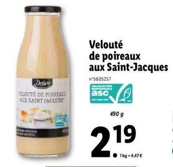 Lidl Veloute De Poireaux Aux Saint-Jacques offre