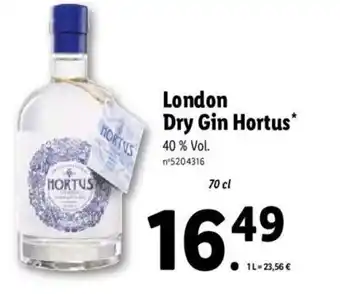 Lidl London Dry Gin Hortus offre
