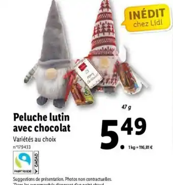 Lidl Peluche Lutin Avec Chocolat offre