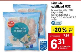 Lidl Filets De CABILLAUD Msc offre