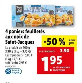 Lidl 4 Paniers Feuilletes Aux Noix De Saint-Jacques offre
