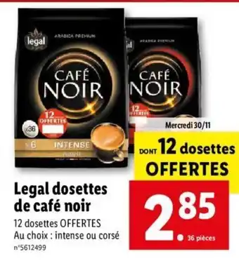 Lidl Legal Dosettes De Cafe Noir offre