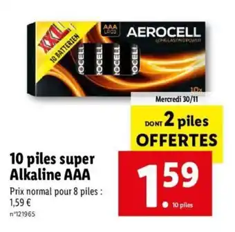 Lidl 10 Piles Super Akaline AAA offre
