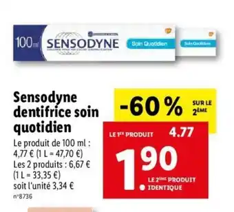 Lidl Sensodyne Dentifrice Soin Quotidien offre