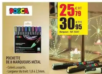 Pochette de 8 marqueurs métal posca