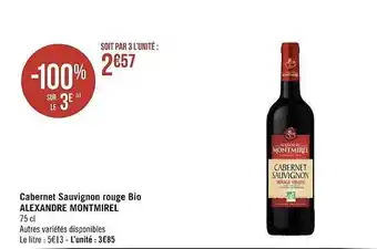 Casino Supermarchés Cabernet sauvignon rouge bio alexandre montmirel offre
