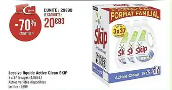 Casino Supermarchés Lessive liquide active clean skip offre