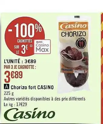 Casino Supermarchés Chorizo fort casino offre
