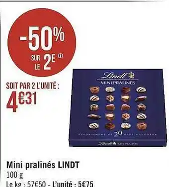 Casino Supermarchés Mini pralinés lindt offre