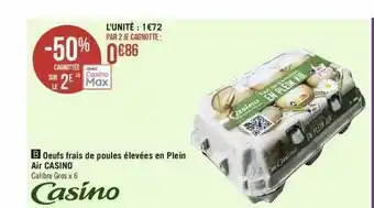 Géant Casino Oeufs frais de poules élevées en plein air casino offre