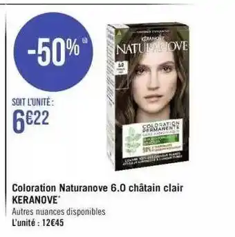 Géant Casino Coloration naturanove 6.0 châtain clair keranove offre