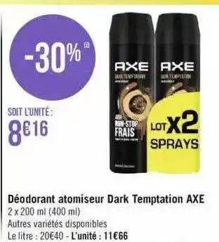 Géant Casino Déodorant atomiseur dark temptation axe offre