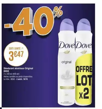Géant Casino Déodorant atomiseur original dove offre
