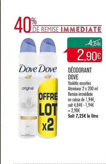 Match Déodorant dove offre