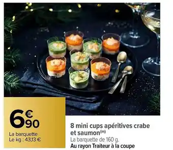 8 mini cups apéritives crabe et saumon