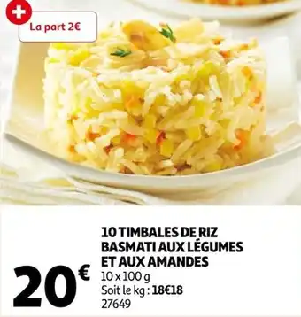 Auchan 10 timbales de riz basmati aux légumes et aux amandes offre