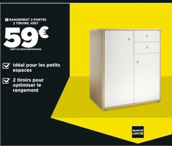 Conforama Rangement 2 portes 2 tiroirs joey offre