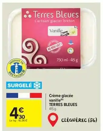 Carrefour Market Crème glacée vanille terres bleues offre