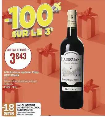 Casino Supermarchés Aoc bordeaux supérieur rouge haussmann offre