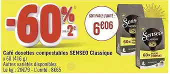 Casino Supermarchés Café dosettes compostables senseo classique offre