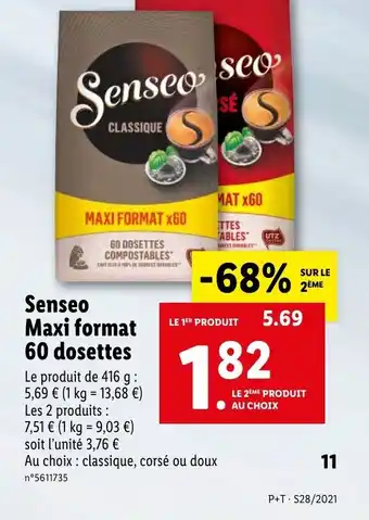 Lidl Senseo maxi format 60 dosettes offre