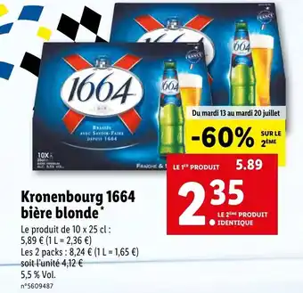 Lidl Kronenbourg 1664 bière blonde offre