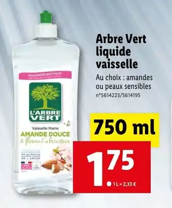 Lidl Arbre vert liquide vaisselle offre