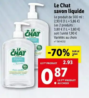 Lidl Le chat savon liquide offre