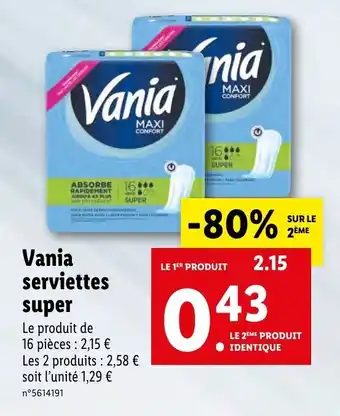 Lidl Vania serviettes super offre