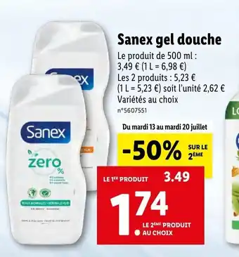 Lidl Sanex gel douche offre