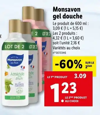 Lidl Monsavon gel douche offre