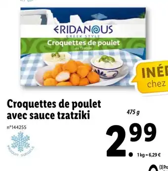 Lidl Croquettes de poulet avec sauce tzztziki offre