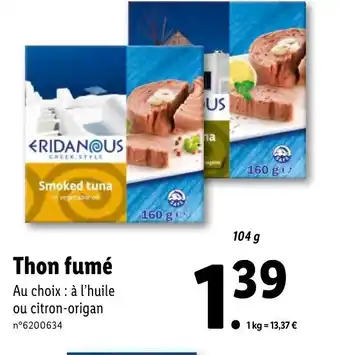 Lidl Thon fumé offre