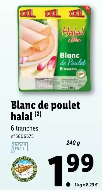 Lidl Blanc de poulet halal offre