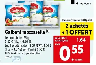 Lidl Galbani mozzarella offre