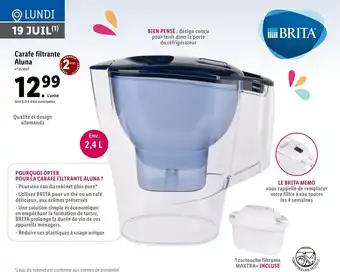 Lidl Carafe filtrante aluna offre