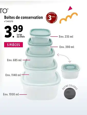 Boîtes de conservation