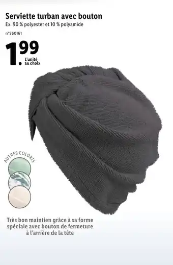 Lidl Serviette turban avec bouton offre