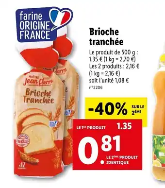 Lidl Brioche tranchée offre