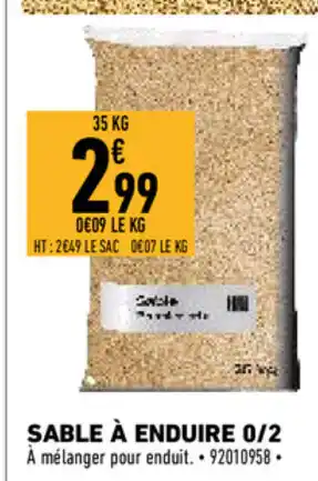 Brico Cash Sable à enduire 0/2 offre