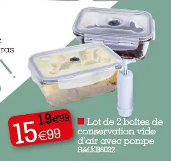 Lot de 2 Boites de Conservation Vide d'Air Avec Pompe