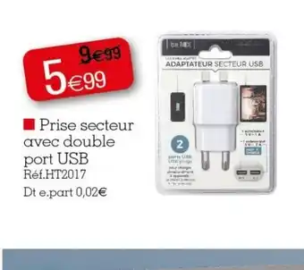 Kandy Prise Secteur Avec Double Port USB offre