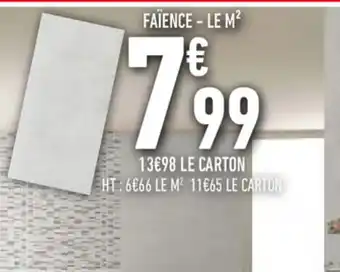 Brico Cash Faïence "québec perla" 25 x 50 Cm offre