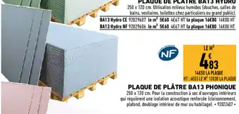 Brico Cash Plaque de plâtre ba13 phonique offre