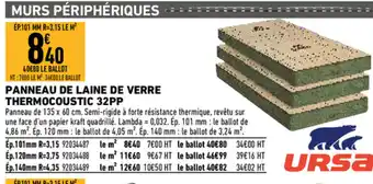 Brico Cash Panneau de laine de verre Thermocoustic 33PP offre