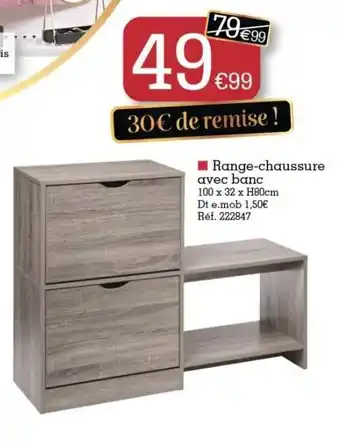 Kandy Range-Chaussure Avec Banc offre