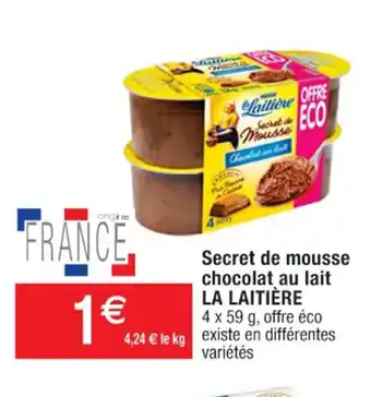 Cora x Carrefour Secret de Mousse Chocolat Au Lait La Laitiere offre