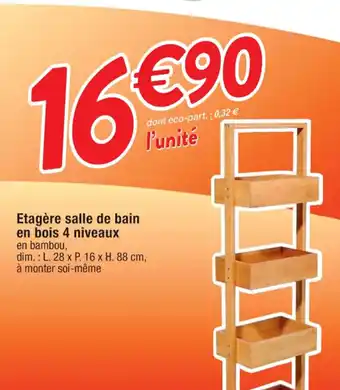 Cora x Carrefour Etagere Salle De Bain En Bois 4 Niveaux offre