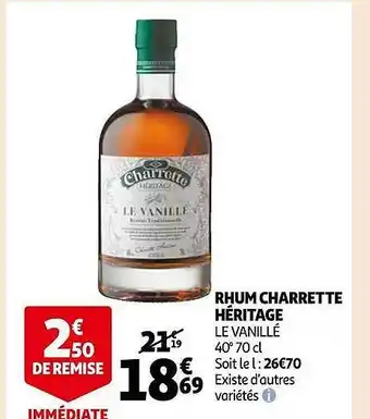 Auchan Rhum charrette héritage le vanillé offre